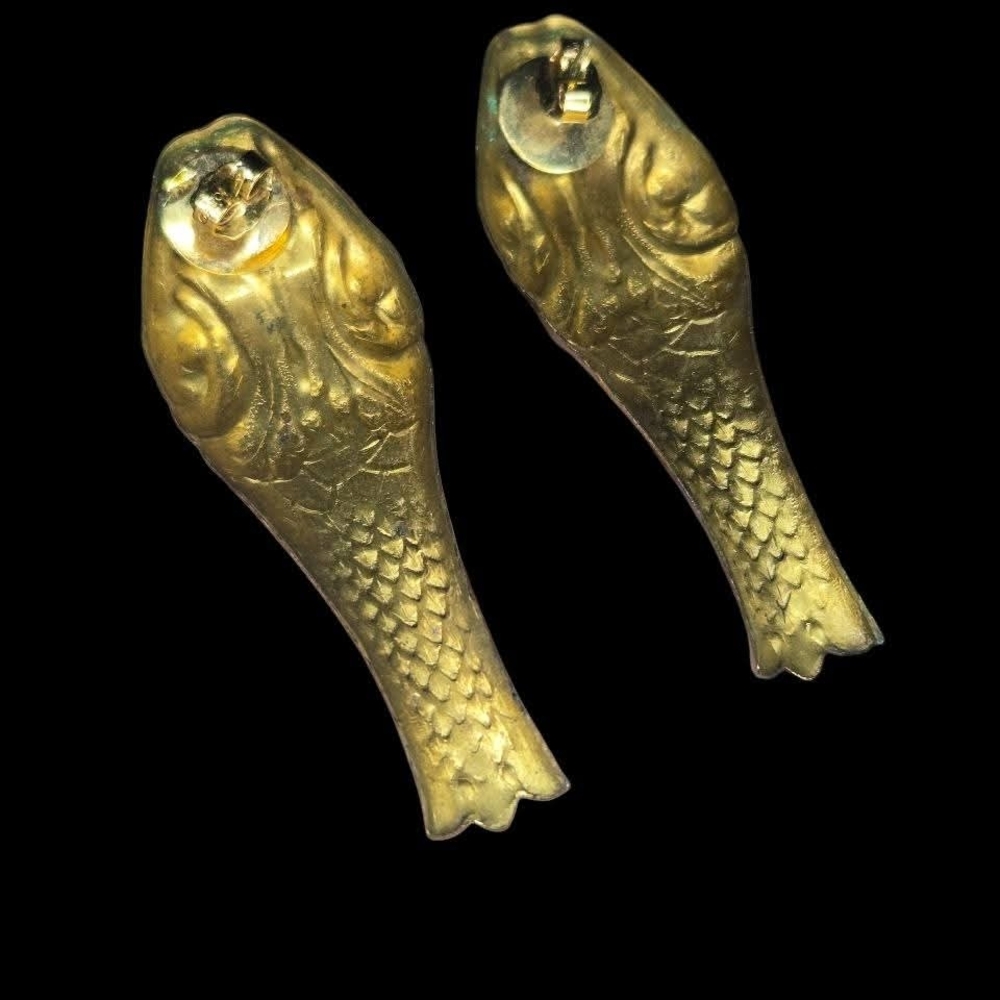 Vintage Sculptural Serpent Head Statement Earrings - Picture 4 of 4